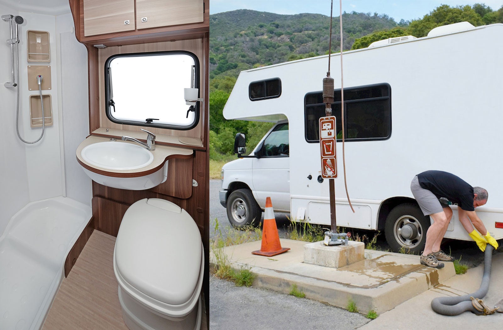 Portable RV/camper toilet and holding tank setup in Virginia Beach, Virginia